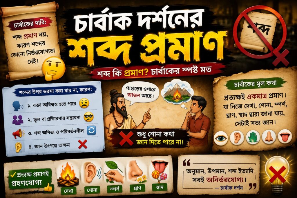 চার্বাক দর্শন -চার্বাক মতে শব্দ প্রমাণ / শব্দ প্রমাণ খণ্ডনে চার্বাকদের যুক্তি