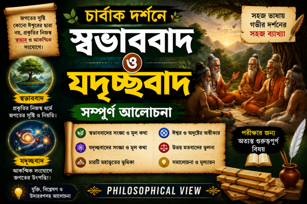চার্বাক দর্শনে স্বভাববাদ ও যদৃচ্ছবাদ | সম্পূর্ণ আলোচনা