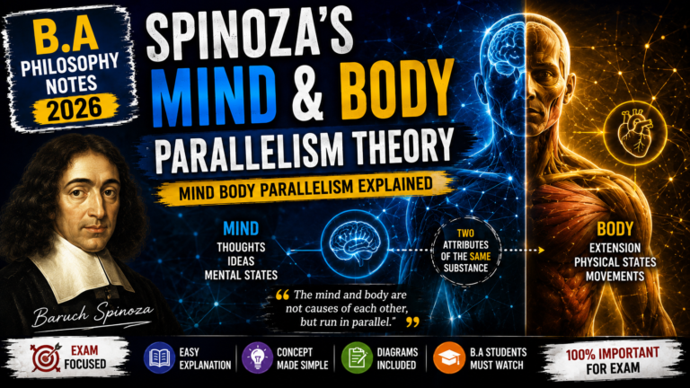 স্পিনোজার দেহ ও মনের সমান্তরালবাদ 🔥 | Mind Body Parallelism Theory | B.A Philosophy Notes 2026
